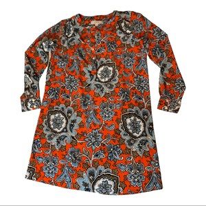 Ann Taylor LOFT  Vintage Red-Orange Paisley Print Dress XS